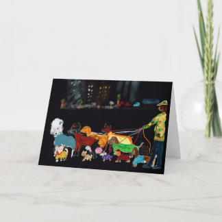 New York City-hondenwandelaar met honden in jassen Feestdagen Kaart