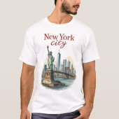 New York City – Iconic Statue & Skyline T-Shirt (Devant)
