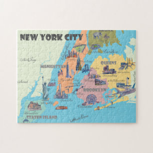 New York City Illustrated Retro  Map Legpuzzel