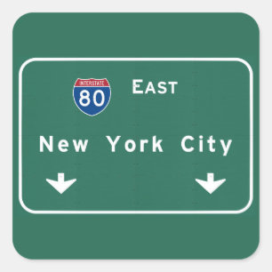 New York City Interstate Highway Freeway Road Sign Vierkante Sticker
