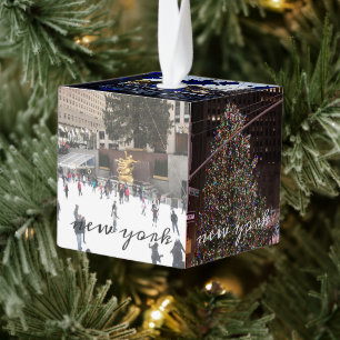 New York City kerstboomverlichting Taxi Foto Kubus Ornament