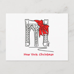 New York City Kerstmis NYC Brooklyn Bridge Bow Feestdagenkaart