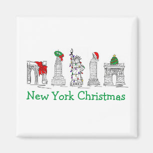 New York City Kerstmis NYC Holiday Landmarks Magneet
