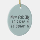 New York City Latitude Longitude Keepomwille Keramisch Ornament (Rechts)
