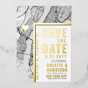 New York City Liefde Locator   Huwelijk Save the D Folie Uitnodiging