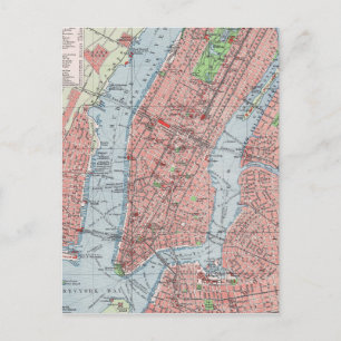 New York City, Manhattan,  kaart, briefkaart