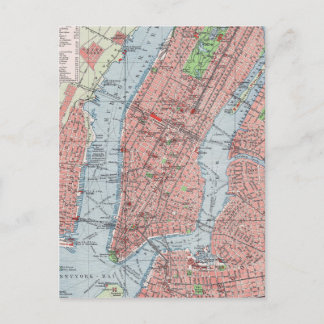 New York City, Manhattan, kaart, briefkaart
