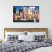 New York City Manhattan Skyline op Night Wall Art Canvas Afdruk (Insitu (Slaapkamer))