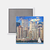 New York City Manhattan Skyline Sailboat Magnet (Recto/Verso)