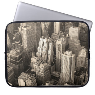 New York City Manhattan skyline uitzicht zwart Laptop Sleeve