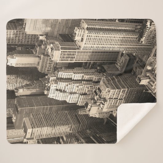 New York City Manhattan skyline uitzicht zwart Sherpa Deken (Voorkant (horizontaal))