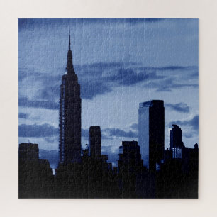 New York City Manhattan Skyscrappers Blue Night Legpuzzel