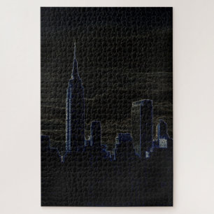 New York City Manhattan Skyscrappers Donkere nacht Legpuzzel