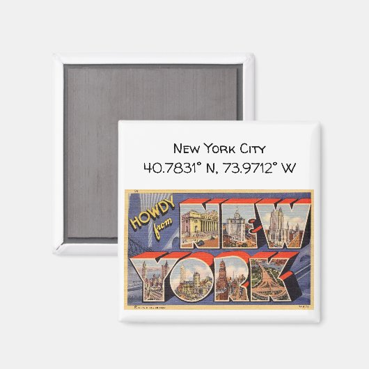 New York City Map Coordinates Style Magneet (Voorkant / Achterkant)