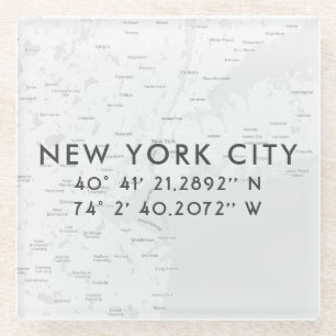 New York City Map Custom Coordinates Glazen Onderzetter