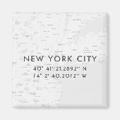 New York City Map Custom Coordinates | Lichtgrijs Magneet (Voorkant)
