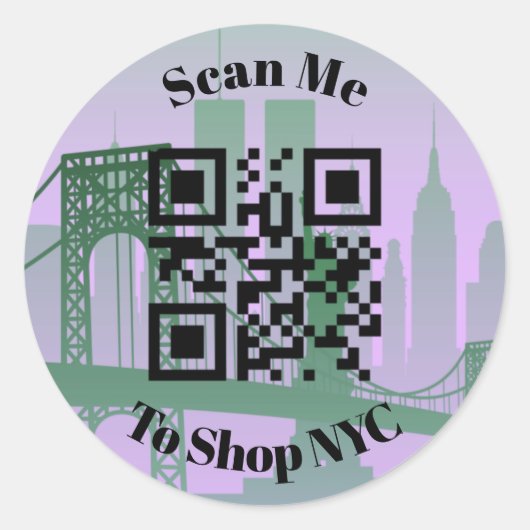 New York City met schaalbare QR-code Ronde Sticker (Voorkant)
