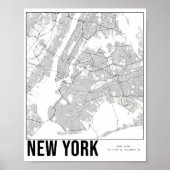 New York City Minimalist Map Art Poster (Voorkant)