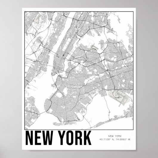 New York City Minimalist Map Art Poster (Voorkant)