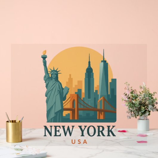 New York City Minimalist Vintage Travel Acryl Bord (Huwelijk)