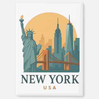 New York City Minimalist Vintage Travel  Magneet