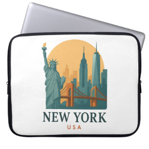 New York City Minimalistische Vintage Reis Laptop Sleeve