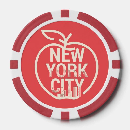 New York City Modern Big Apple Red Poker Chips (Voorkant)