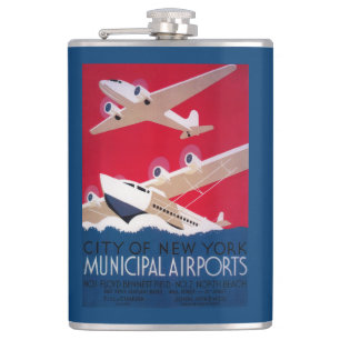 New York City Municipal Airport Vintage Poster Heupfles