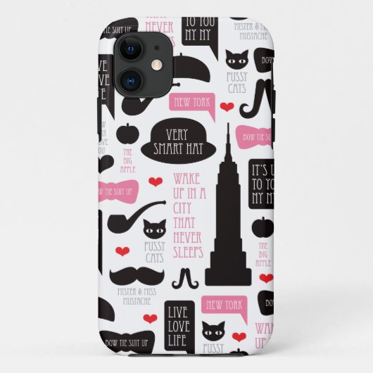 New York City mustache  patroon Case-Mate iPhone Case (Achterkant)