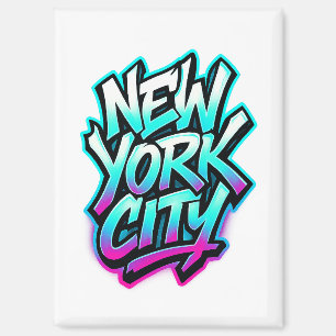 New York City Neon Graffiti Street Art Design Magneet