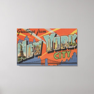 New York City, New York - grote letterscènes 4 Canvas Afdruk