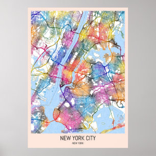 New York City New York Kaart Poster
