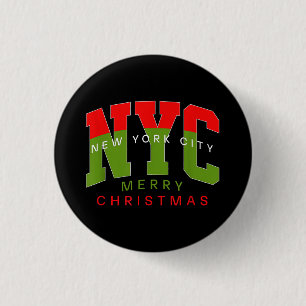 New York City New York Prettig Kerstmis Reis Cadea Ronde Button 3,2 Cm