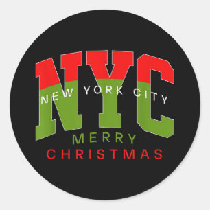 New York City New York Prettig Kerstmis Reis Cadea Ronde Sticker