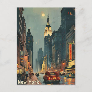 New York City Night Empire State Elegance Vintage Briefkaart