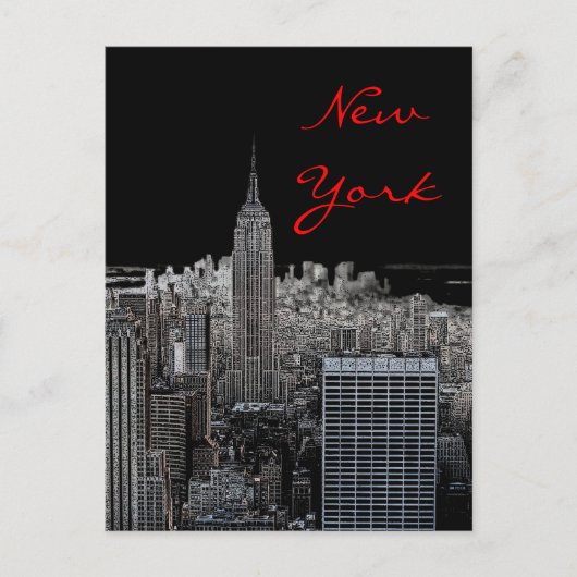 New York City Night Pop Art Script Briefkaart (Voorkant)