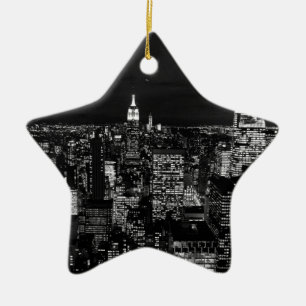 New York City Night Skyline Keramisch Ornament
