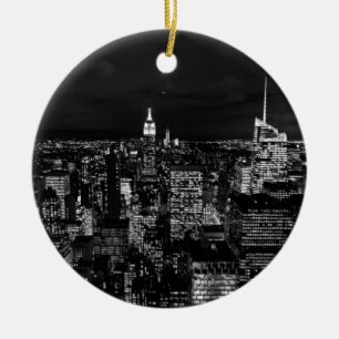 New York City Night Skyline Keramisch Ornament
