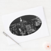 New York City Night Skyline Ovale Sticker (Envelop)