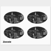 New York City Night Skyline Ovale Sticker (Vel)
