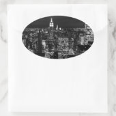 New York City Night Skyline Ovale Sticker (Tas)