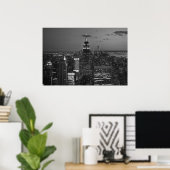 New York City night skyline Poster (Thuiskantoor)