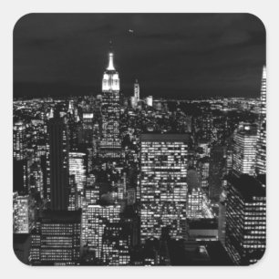 New York City Night Skyline Vierkante Sticker