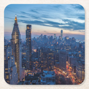 New York City, NY, VS Vierkante Kartonnen Onderzetter