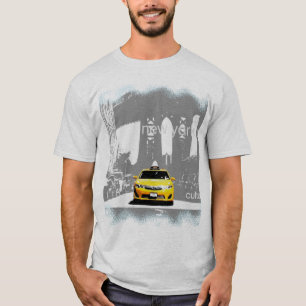 New York City NYC Brooklyn Bridge Geel Taxi Mannen T-shirt