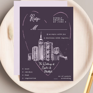 New York City NYC bruiloft RSVP bijgevoegde kaart