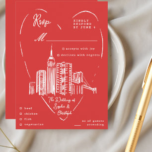New York City NYC bruiloft RSVP bijgevoegde kaart