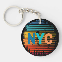 New York City NYC Colorful Button Sleutelhanger