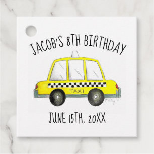 New York City NYC Geel Taxi Cab Verjaardagsfeest Bedankjes Labels
