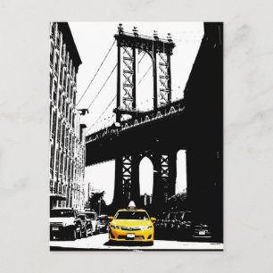 New York City NYC Geel Taxi Pop Art Briefkaart
